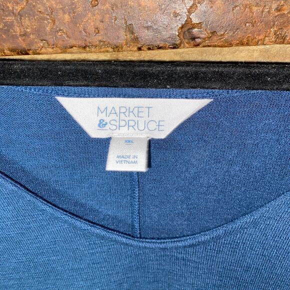 Market & Spruce Blue Knit Pullover V-Neck Lightweight Sweater Women's Size XXL - Picture 3 of 5